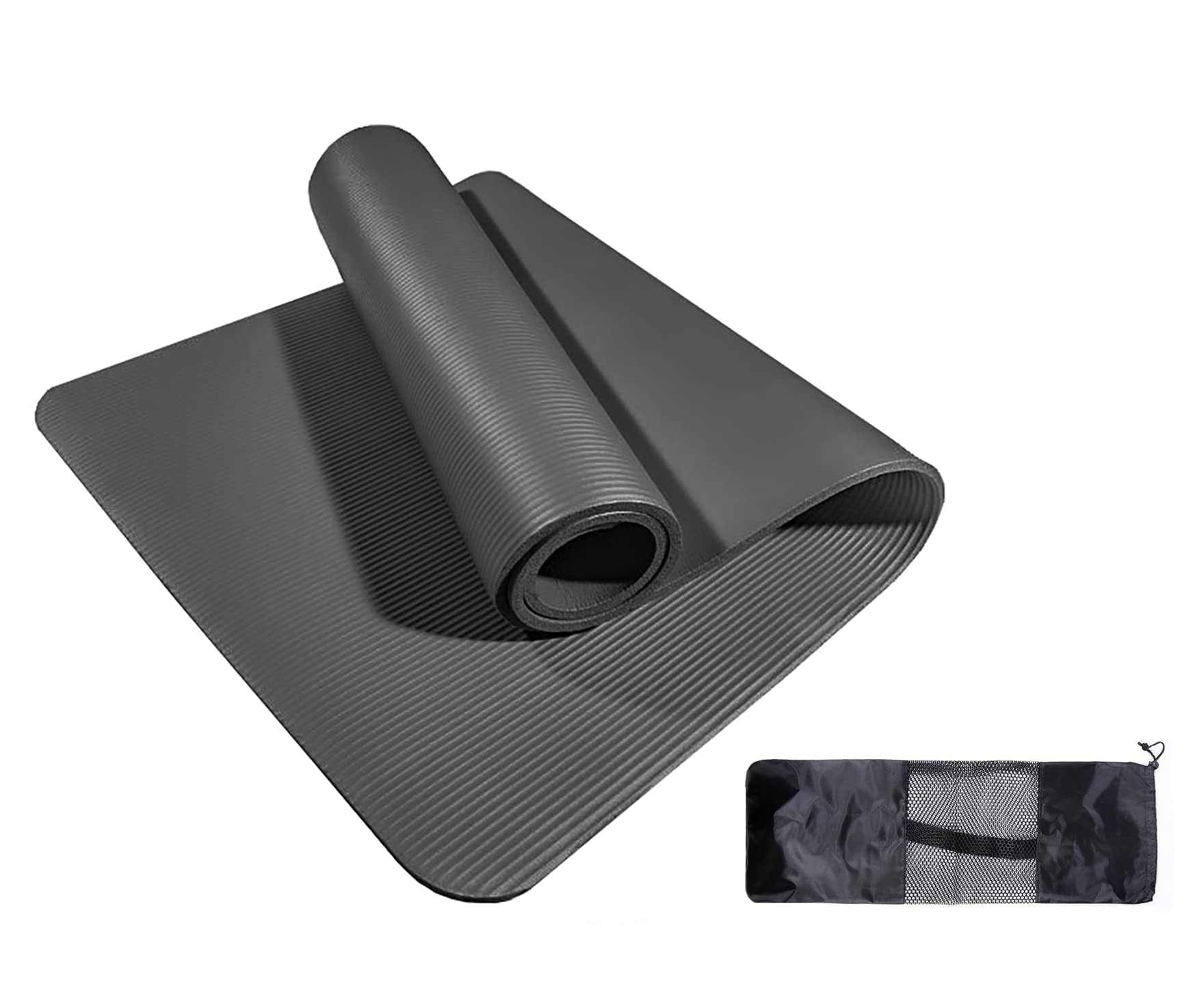 Esterilla Deporte Yoga Pilates Fitness Colchoneta Gimnasia Antideslizante,alfombras yoga NBR Alta Densidad Gruesa 8mm Diseñada para Pilates y Entrenamiento.(8MM-NEGRO)