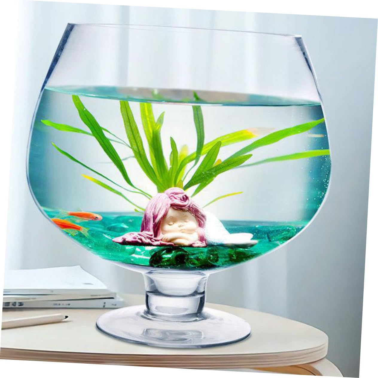 Petit Aquarium Transparent pour Poissons Betta Bocal à Poissons Verre Décoratif Et Facile à Nettoyer pour Bureau Ou Intérieur