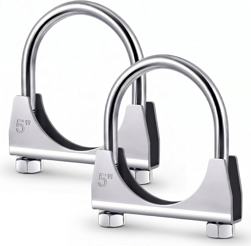 Abraçadeira de escapamento Datanly tipo U com sela para tubos de 5" – Kit com 2 unidades