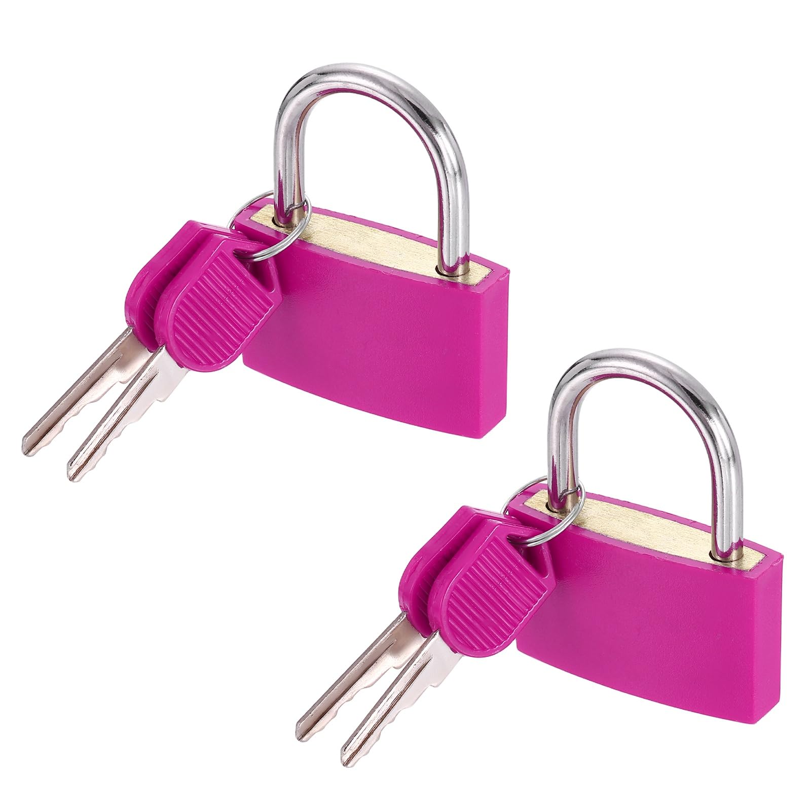 PATIKIL 1-9/16" Small Locks with Keys 2" Length, 2Pcs Suitcase Locks ABS Covered Solid Brass Anti Rust Waterproof Mini Luggage Padlock for Backpack Gym Locker Cabinet Boxes, Rose Red