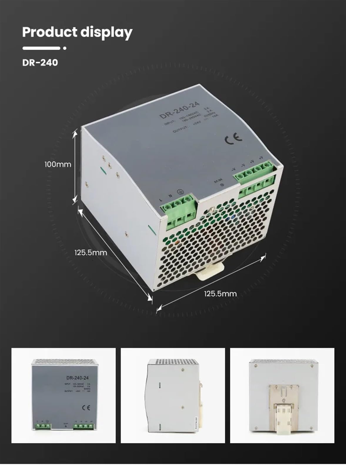 Alimentation de Commutation sur Rail DIN 240w 24V 10A, Sortie Unique, entrée AC/DC SMPS DR240w-24v, adaptée aux lumières LED de vidéosurveillance CNC