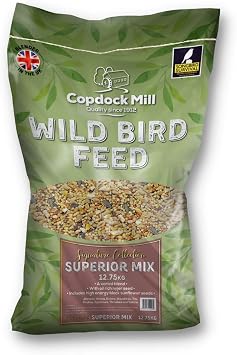 Copdock Mill Wild Bird Seed Superior Mix 12.75kg - All Year-Round Bird Seeds for Small Garden Birds - With Black Sunflower Seeds and Nyjer Seeds - 100% Natural Nutritional Bird Food