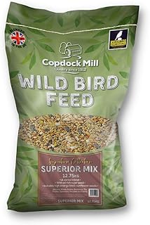 Copdock Mill Wild Bird Seed Superior Mix 12.75kg - All Year-Round Bird Seeds for Small Garden Birds - With Black Sunflower Seeds and Nyjer Seeds - 100% Natural Nutritional Bird Food