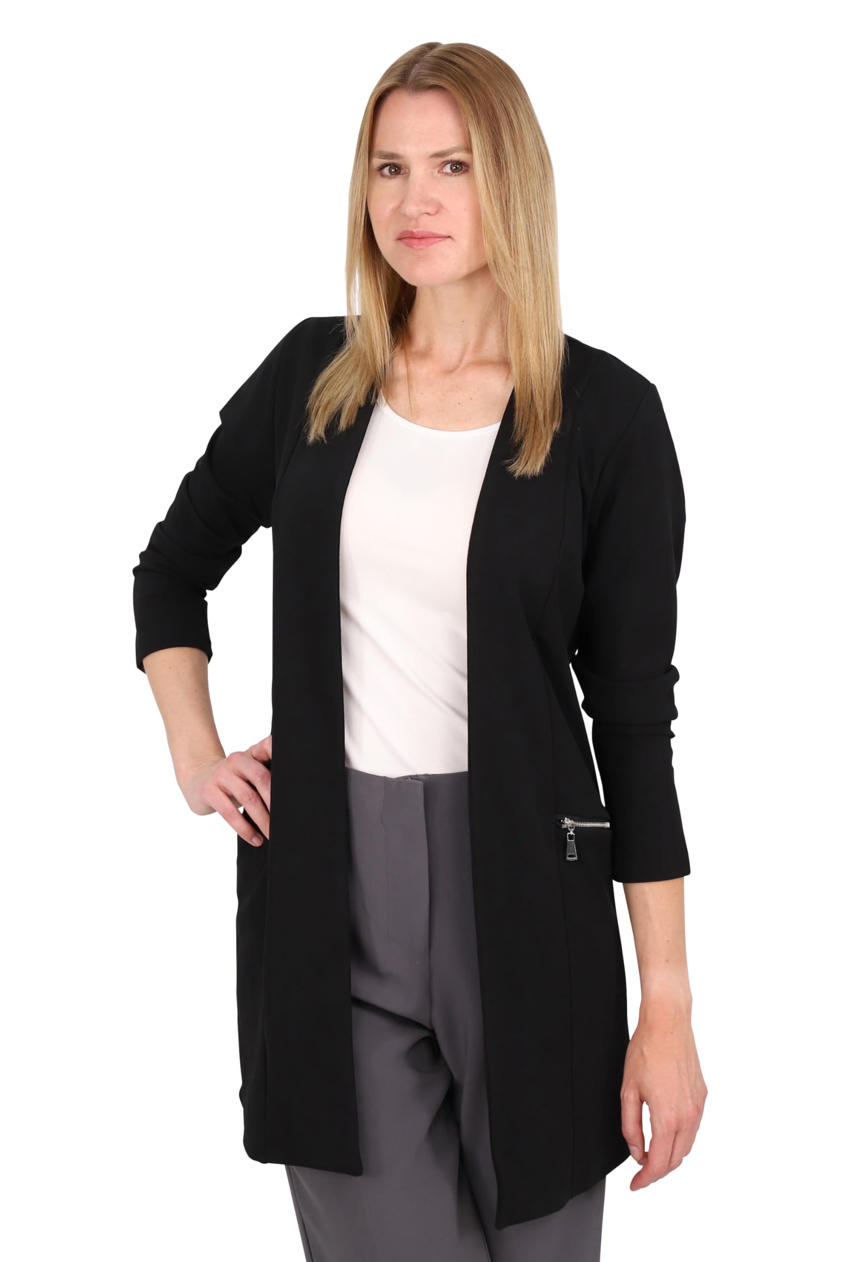 Malito - Damen Langarm Casual Blazer - offener eleganter Stretch-Blazer - weich & figurumspielend - Business Longblazer 6041