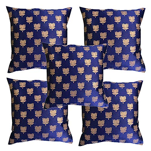 Image of Pink Parrot- Art Silk Multi Colour-Cushion Cover with Zipper 12x12 inch-Set of 5 pcs