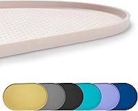 Vista 8 de Estera de silicona 100% impermeable con borde elevado de 1.27 cm libre de BPA para comida de perros, tapetes para alimentación de gatos y perros que