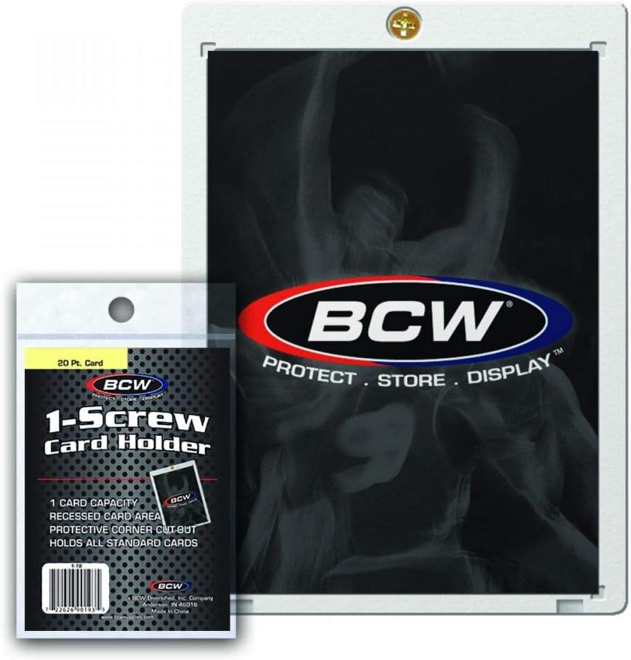 BCW1-Screw Card Holder - 20 PT. -50ct | Crystal Clear Polystyrene Protection for Standard Trading Card Protection | Secure Screwdown Design | Ideal for Collectible Card Storage and Display