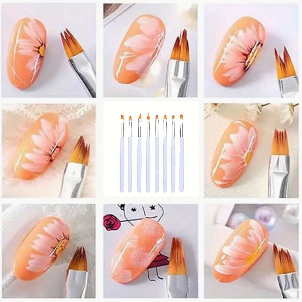 8-Piece Nail Art Brush Set Premium Floral Sawtooth Pen for Nail Painting Styling Tools Suitable for Creative Nail — view 5