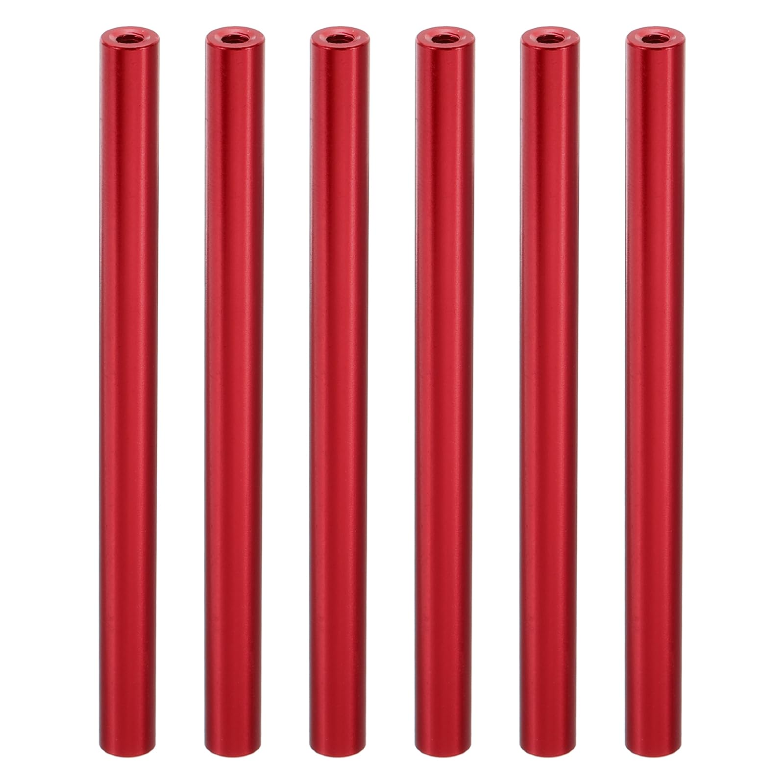 PATIKIL 6pcs M3 Metal Threaded Standoff Spacer Nuts, Round Aluminum Spacers Female Coupling Screws, 1/8" ID x 1/4" OD, Red 3x6x80mm โ image 1