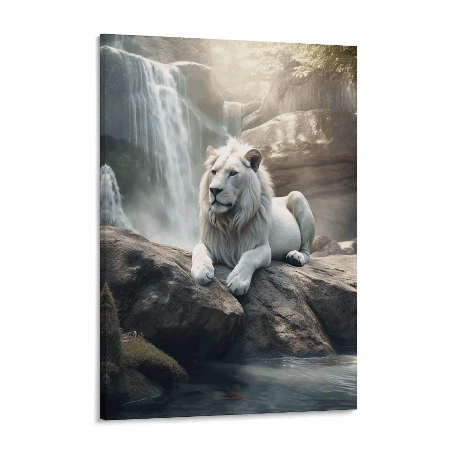 NTVOWPZO Lion on Rock Canvas Wall Art for Bedroom 18x24inch Canvas Prints Artwork for Walls Modern Picture Artwork Painting for Living Room Aesthetic Wall Paintings for Bathroom Kitchen Office Decor