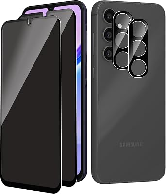 Privacy Screen Protector for Samsung Galaxy A15 + Lens Protector |  2+2  9H Hardness,Scratch-Resistant, Anti Spy Tempered Glass