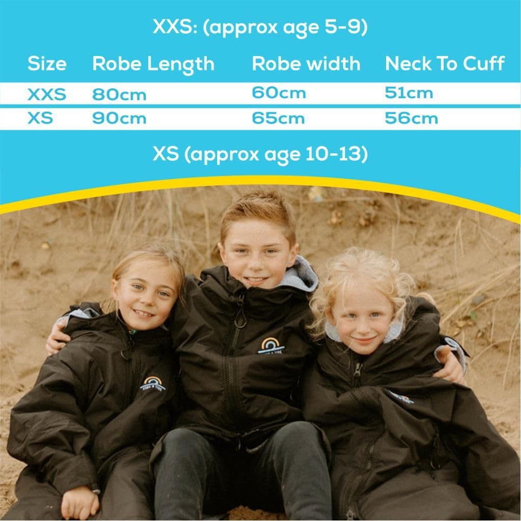 Time & Tide Dry Kids Changing Robe - Warm Fleece Coat - Swim/Surf Poncho 5-13yrs
