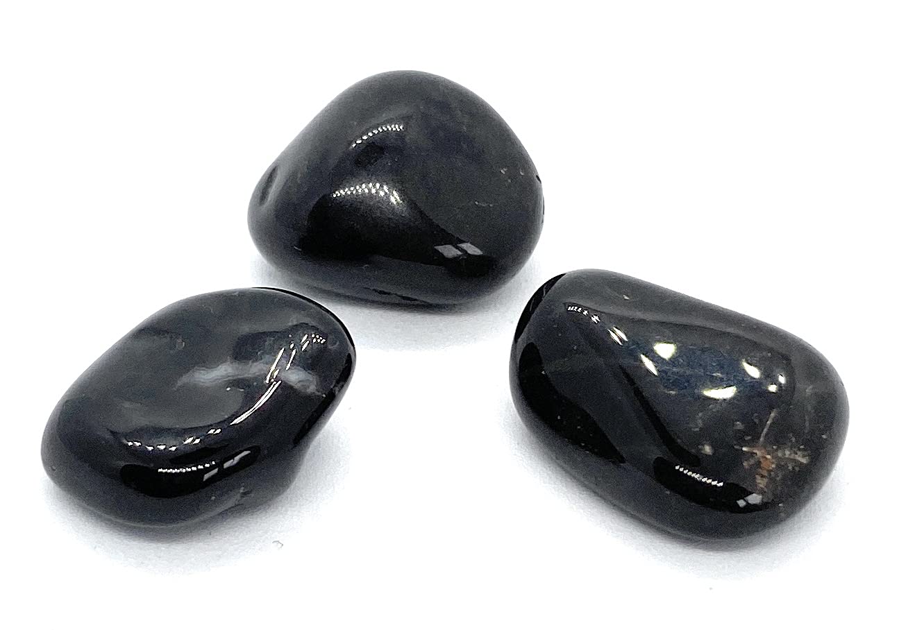Black Onyx Small-Medium Crystal Tumbled Stones - 3 Pc
