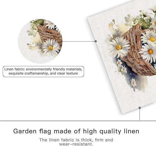 Miniatura 5 de Bandera de jardín de primavera y verano con margaritas blancas de doble cara para exteriores, vertical, vacaciones, temporada, bandera de bienvenida