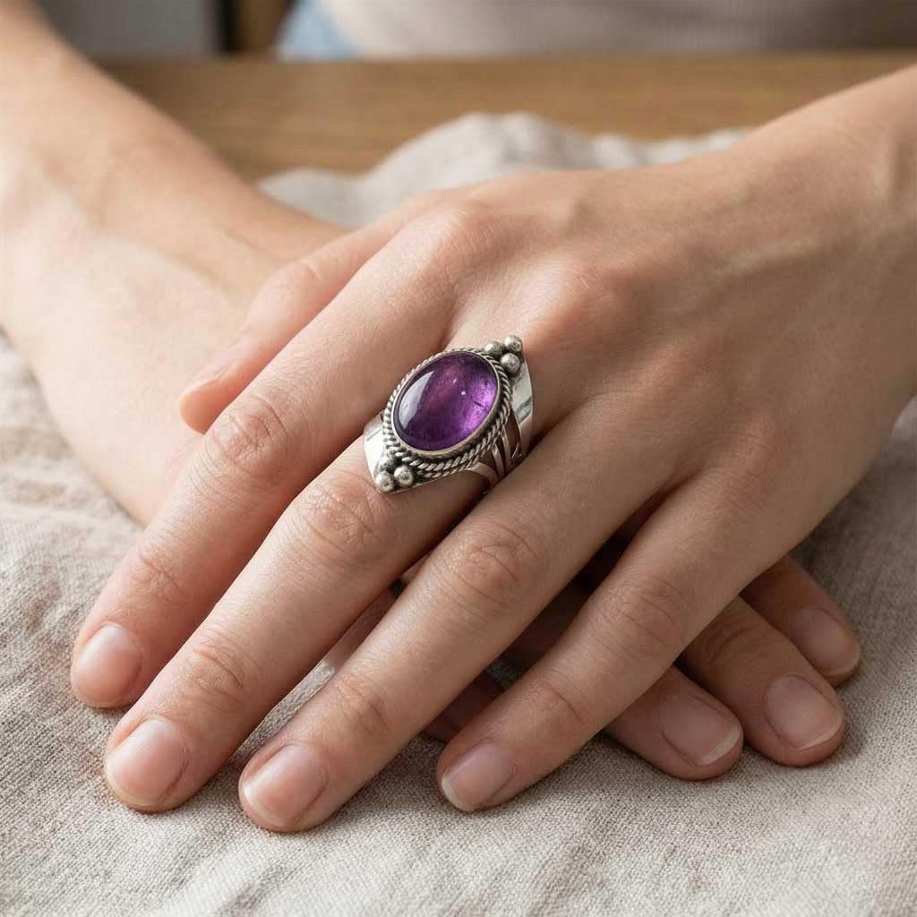 Handmade 925 Sterling Silver Plated Ring Natural Gemstone Carnelian, Rose Quartz, Tiger Eye, Crystal Oval Boho Jewelry For Women