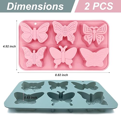 Miniatura 2 de Paquete de 2 moldes de silicona de mariposa 3D con temática de mariposas para hornear, herramienta de hornear para pastel de chocolate, postre,