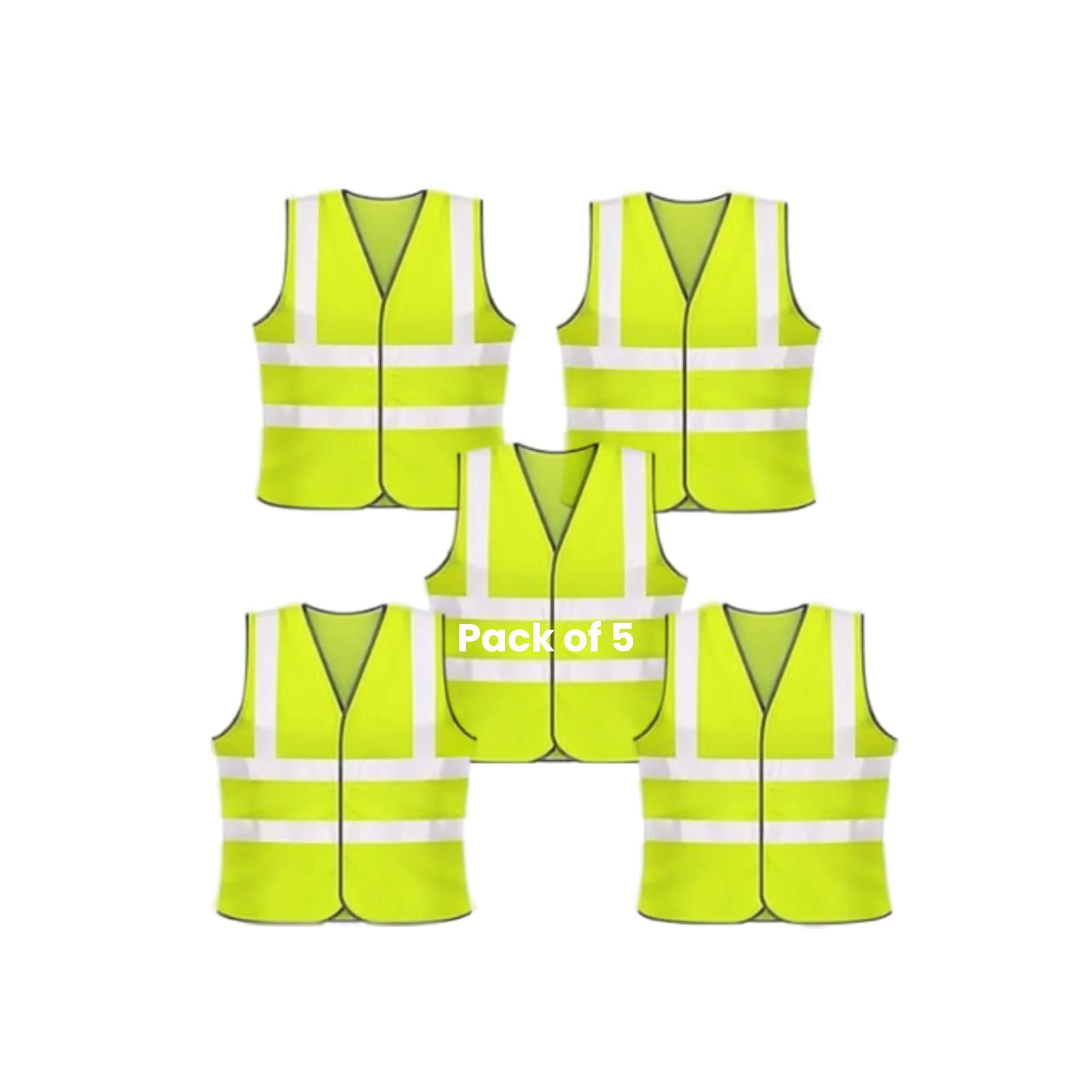 Horine High-Visibility Reflective Safety Vests for Men & Women Personlised (5-Pack, Fluorescent Yellow)