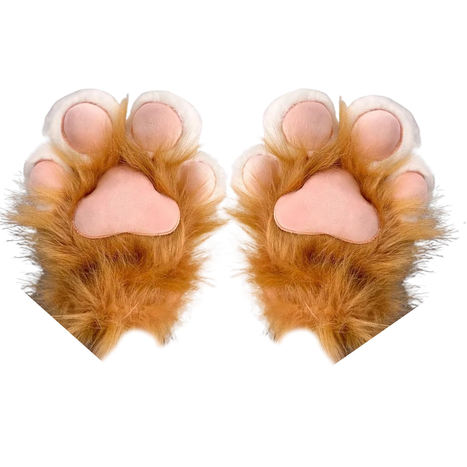 Furry Paws, Soft Plush, 25x20cm, Embroidered White Furry Paws, Realistic Decorative Paw Gloves, Animal Design, For Boys, Girls, Christmas, Holiday, Winter, Costume, Party