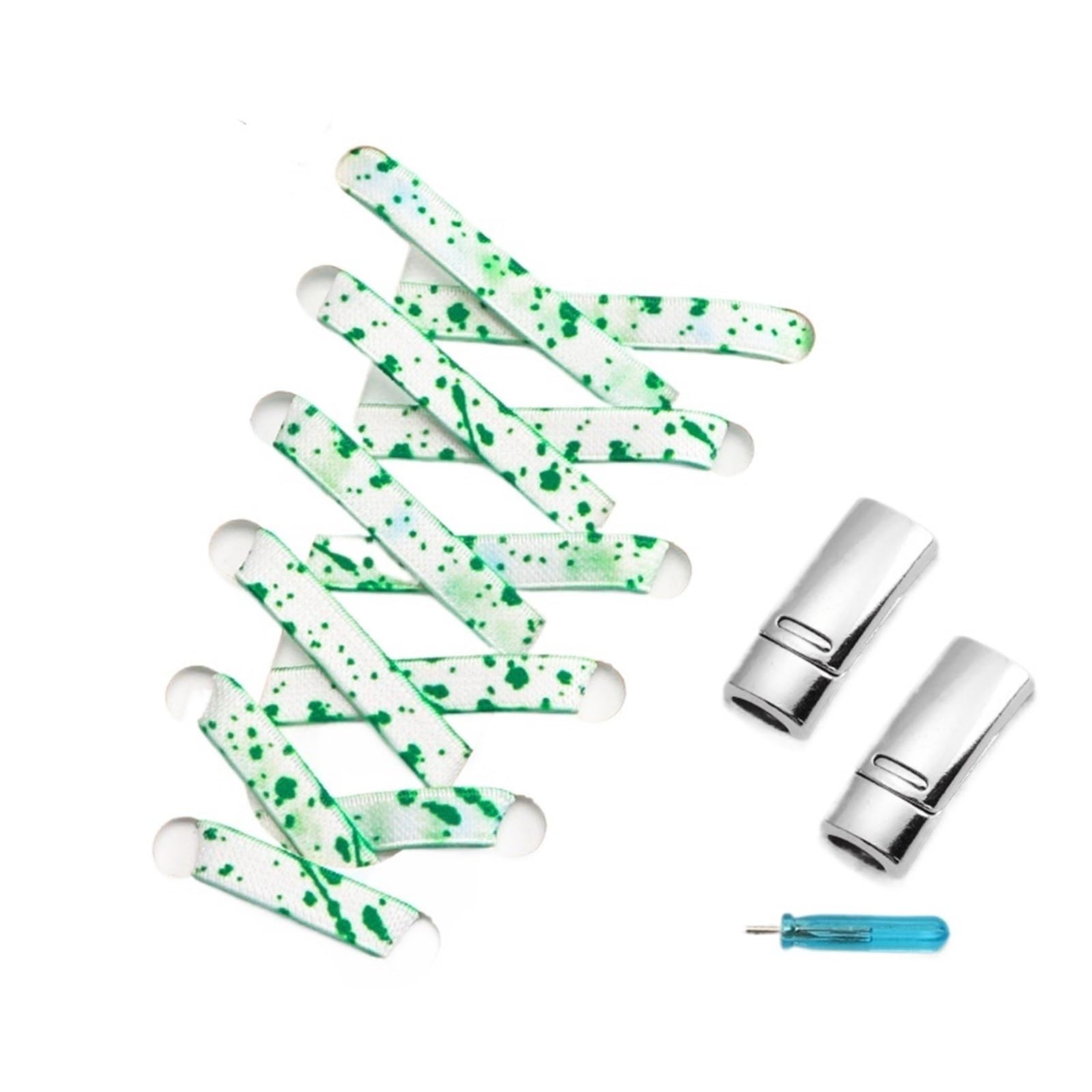 Cordones, Cordones Sin Atar Zapatillas Niños Cordón Plano Mujer Colorido Salpicaduras Tinta(White Green)
