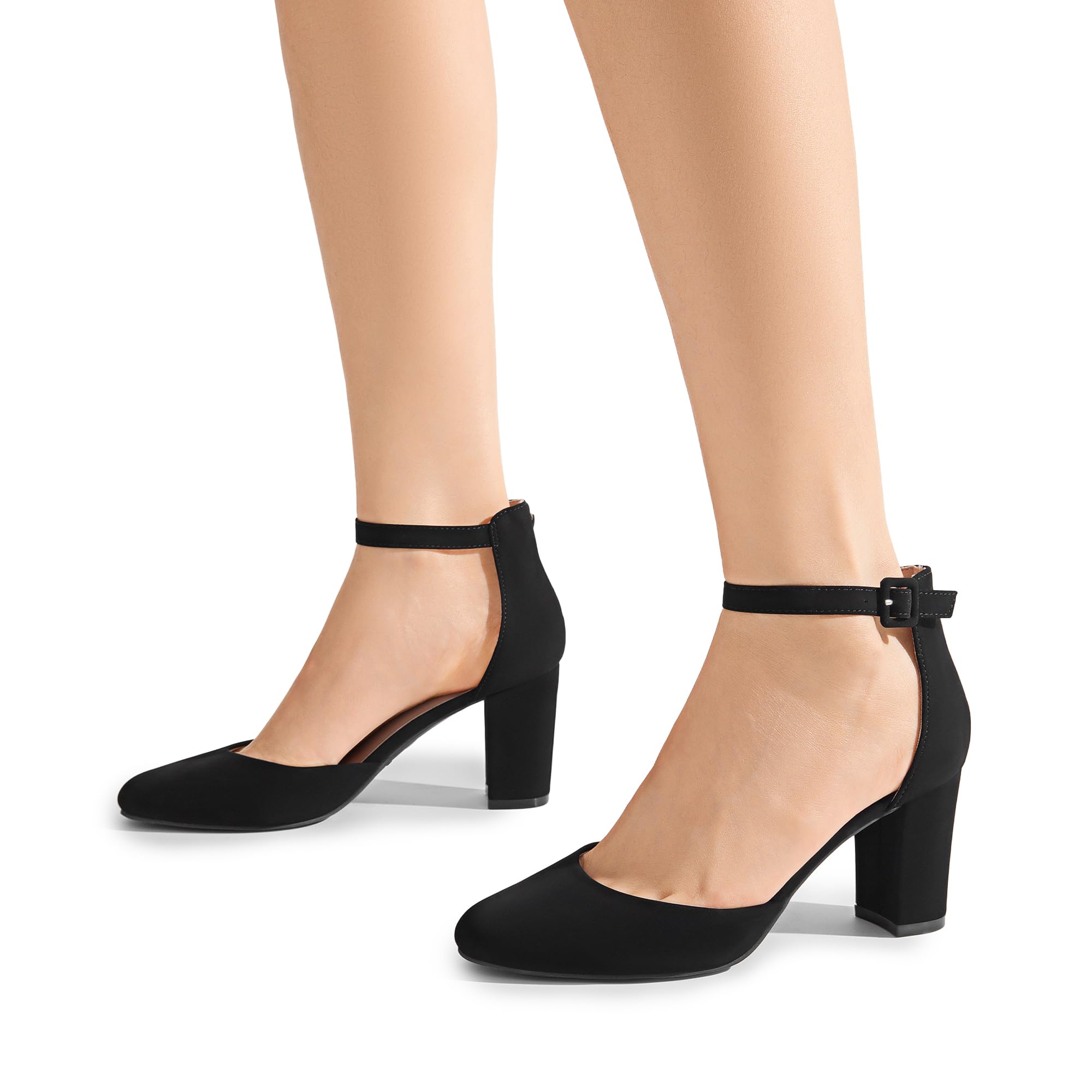 DREAM PAIRS Damen Pumps High Heels Brautschuhe mit Blockabsatz und Knöchelriemen