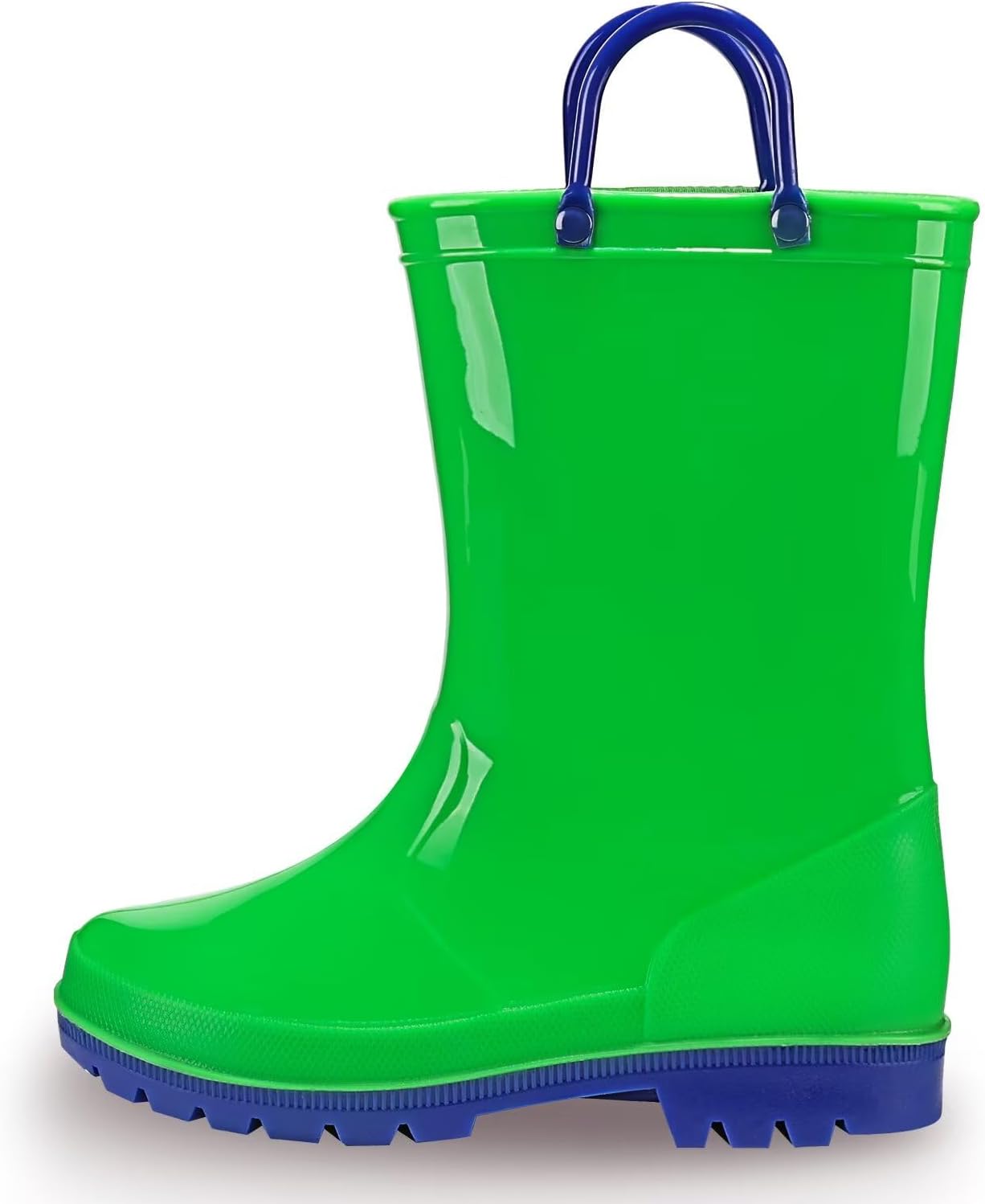 EUXTERPA Boys Girls Waterproof Rain Boots Kids Toddler Solid Color Boots with Easy On Handles