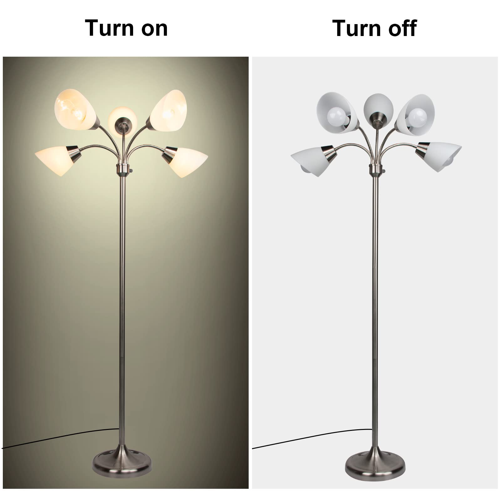 FIRVRE Klassische Stehlampe Wohnzimmer, Leselampe Wohnzimmer Industrial Style, Schmale Stehlampe Vintage mit 5 Flammig für Büro Schlafzimmer Sofa Studio
