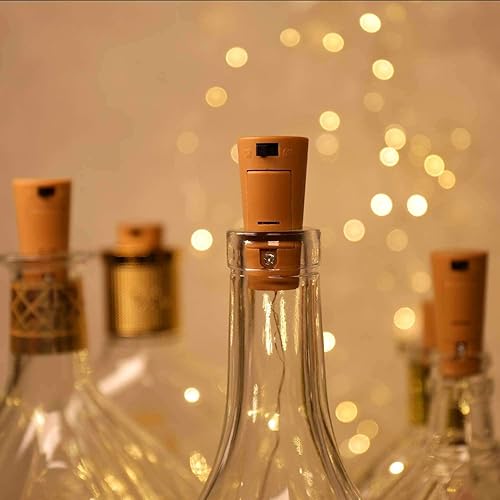 Miniatura 4 de VOOKRY - Luces de botella de vino con corcho, funciona con pilas, luces de cadena de hadas, mini luces de alambre de cobre para bricolaje, fiesta,
