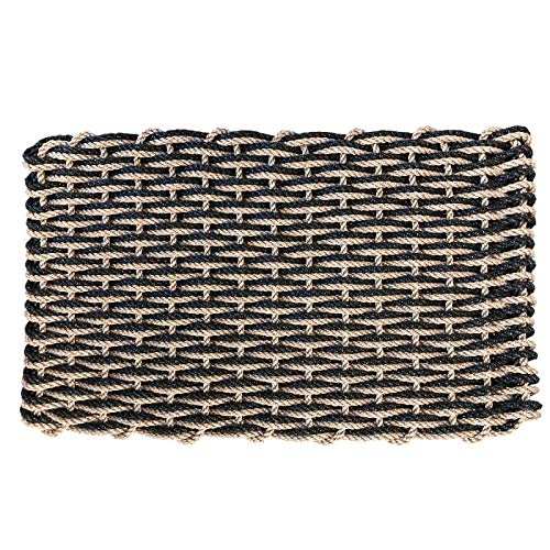 ColorWave Nautical Rope Doormat, Handwoven Dual Weave Reversible Welcome Mat (18 x 30 x 1.25, Warm Sand & Charcoal)