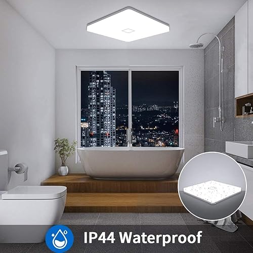 Miniatura 5 de Airand Lámpara de techo LED de 5000 K lámpara de techo empotrada de 18 W lámpara LED cuadrada de 106 pulgadas para hogar y oficina pasillo con 180