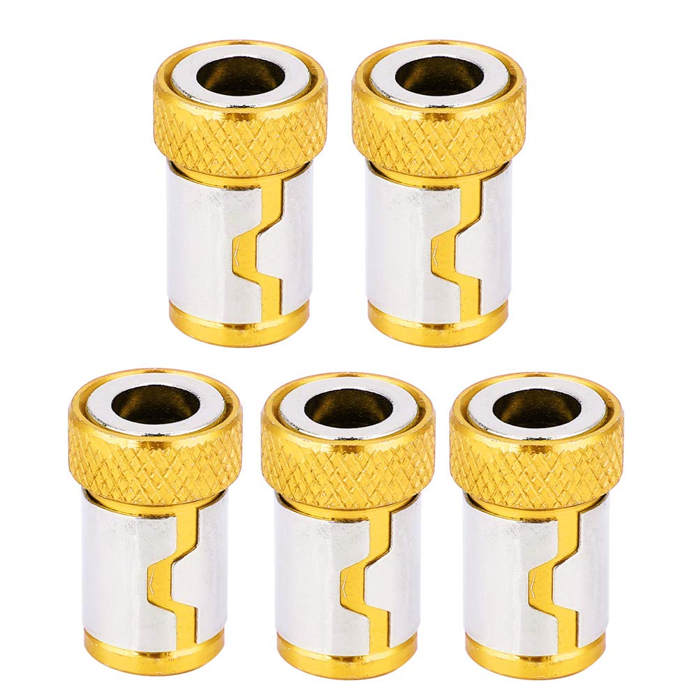 VOBOR Anti-slip Magnetic Ring - 5Pcs Screwdriver Magnetic Ring Anti-Slip Aluminum Alloy Accessories for 1/4 Screwdriver Bits(Yellow)