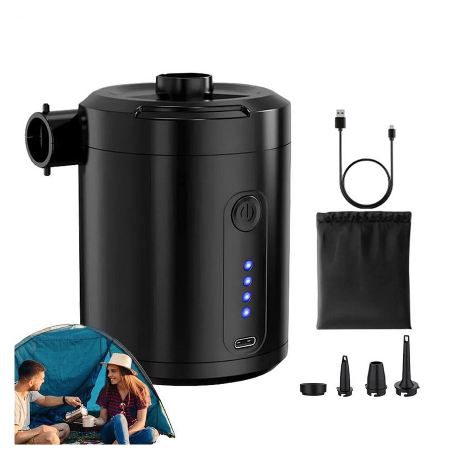 Pompe À Air Électrique, Pompe à air portable électrique rechargeable de type C for matelas pneumatique, dégonfleur et gonfleur de matelas