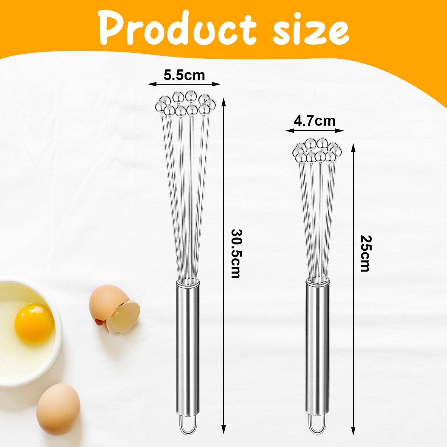 BARRU Edelstahl Schneebesen 10 Zoll - Profi Rührbesen Mit Kugeln & Rutschfestem Griff