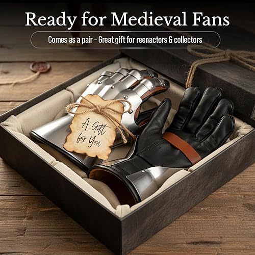 Vista 6 de NauticalMart Guanteletes medievales calibre 18 armadura de acero para entusiastas de LARP y recreación, accesorio de disfraz de caballero auténtico