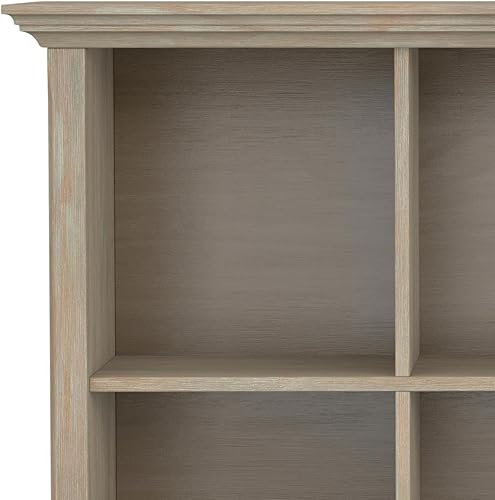 Miniatura 8 de SIMPLIHOME Amherst - Mesa consola de madera maciza de 57 pulgadas de ancho con 8 cubos de almacenamiento en gris envejecido, estantería de cubo de