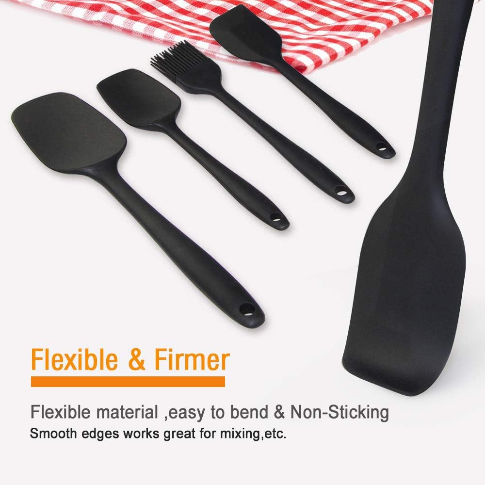 Benss Silicone Spatula Set Silicone Kitchen Utensils Set Silicone Brush Heat Resistant Food Grade Non-Stick, for Cooking Baking Cake Decorating, Rubber Spatula Turner Spoonula, by Benss, Set of 5