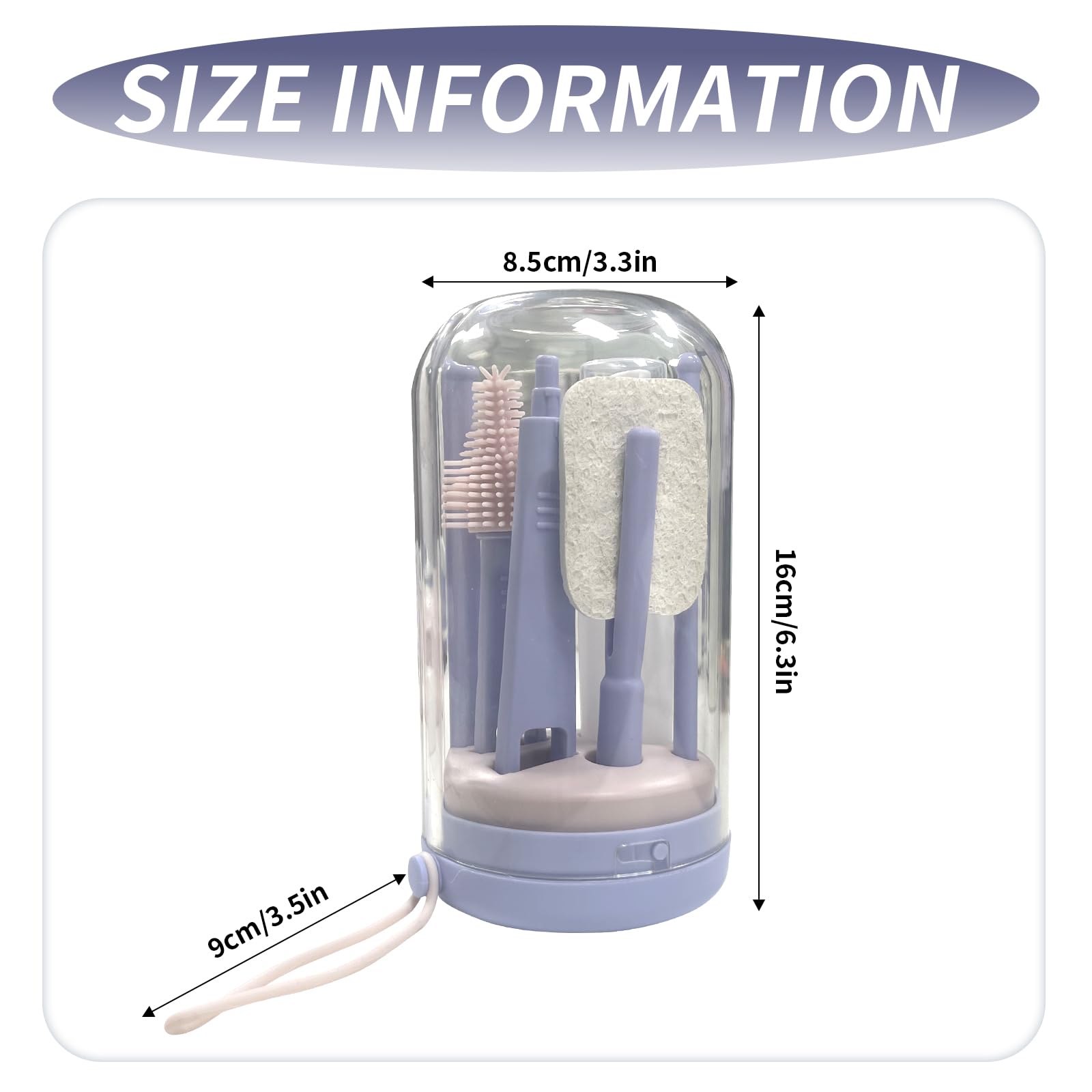 Baby Bottle Cleaner Set, Lava Bottle Brush, Brush Set for Travel Bottles Suites 7 in 1 with Storage Box, Purple (Colour) - Image 2