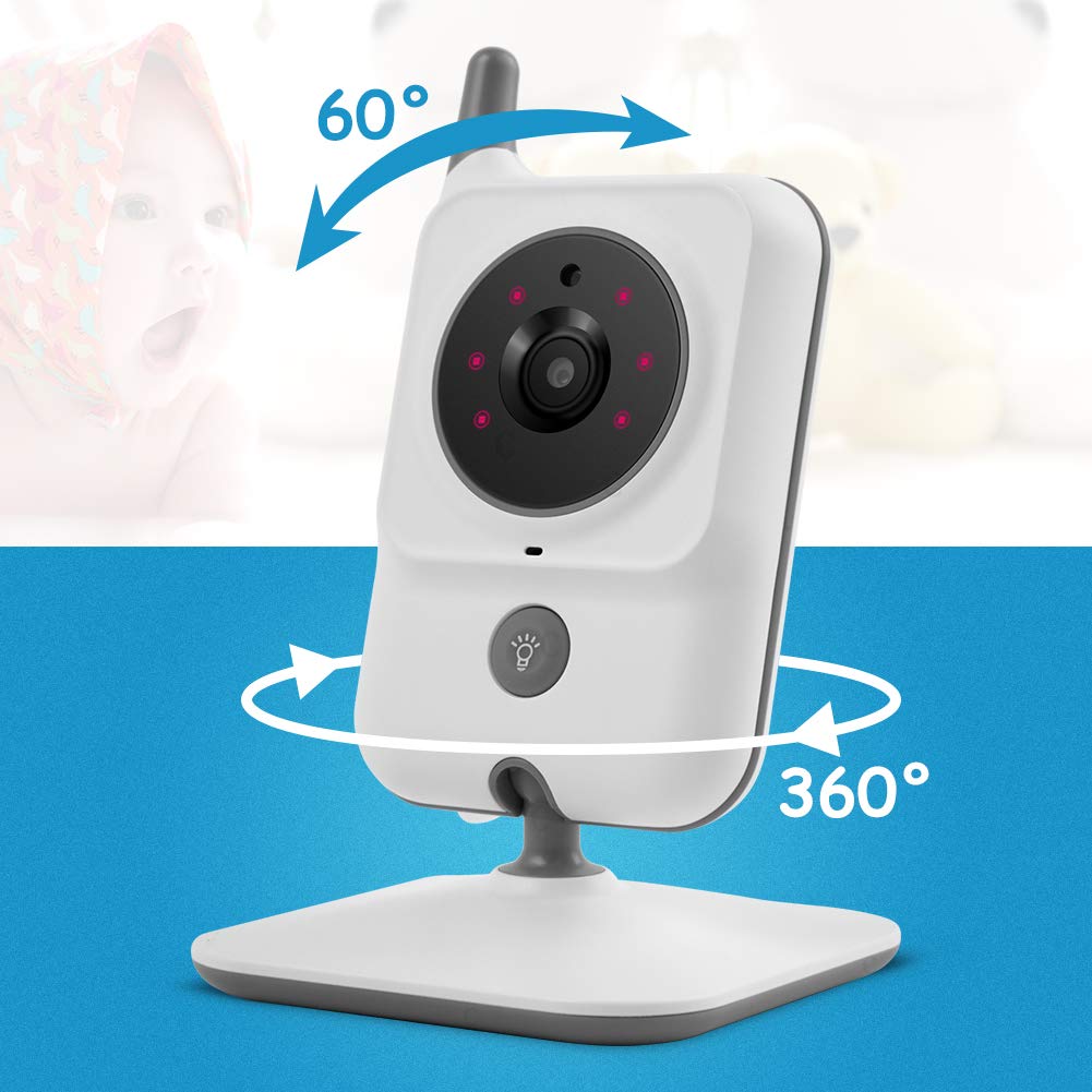 GHB Bebé Monitor Babyphone Cámara de 3,2 pulgadas LCD de 2,4 GHz con Fonciton VOX Sensor de temperatura Comunicación Bidireccional Visión Nocturna