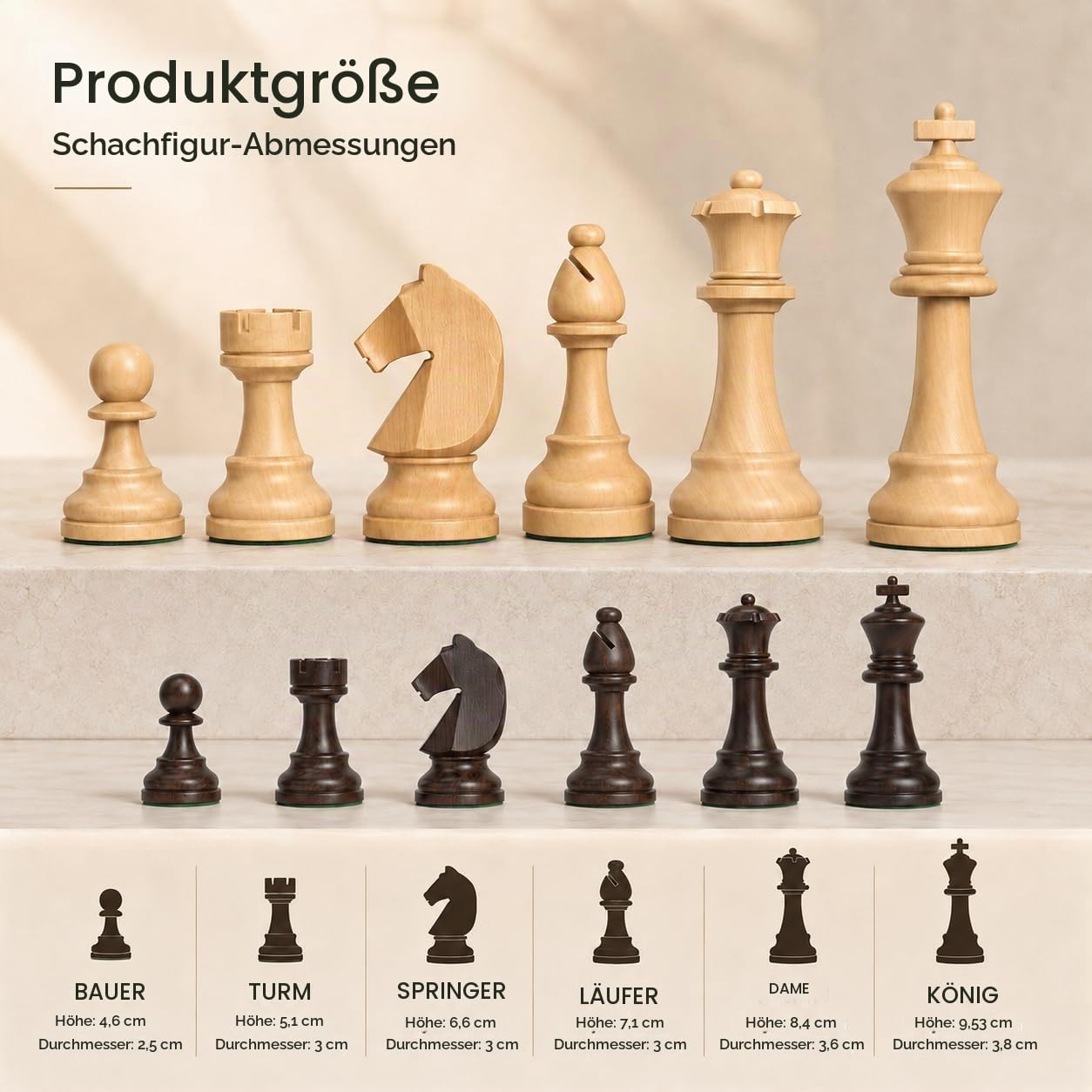 Schachspiel Set mit - 3,75 Zoll gewichteten Staunton Schachfiguren, 50,5 cm Rollbarem Schachbrett, 2 Zusätzlichen Damen, Plüschbeuteln & Umhängetasche, tragbares Schachset für Erwachsene & Reise