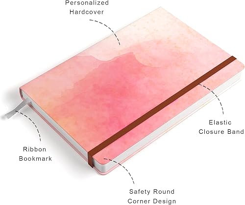 Miniatura 2 de Cuaderno de diario rayado, bonito diario de tapa dura para mujer, mediano de 5.7 x 8.4 pulgadas, 160 páginas de papel grueso, cuaderno estético