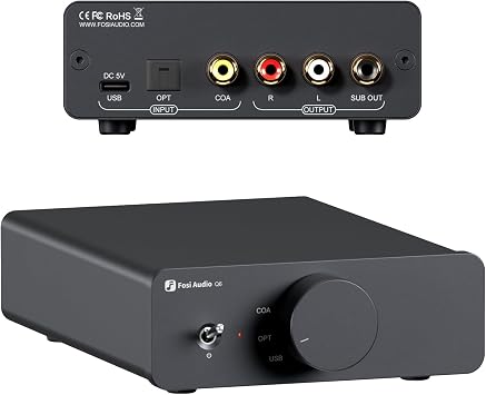 Fosi Audio Q6 Mini Desktop DAC, BT20A Pro Bluetooth 5.0 Amplifier, 300W x2 Wireless Amp