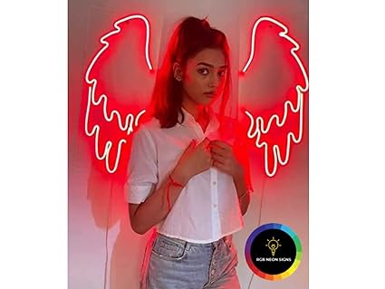 Party Planet RGB Multi Colour Wings Neon Lights Or Neon Signs - Wing Lights for Girls Room Decoration, Birthday Gift for Girls, Neon Signs Decor for Room Wall, Neon Led Lights (With Remote)