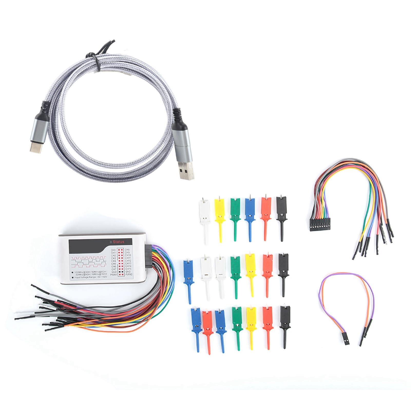 Analizador lógico USB Klanata LA1010, 16 canales Analizador de lógica digital de 100MHz con salida PWM de umbral ajustable, para XP/7/8/10