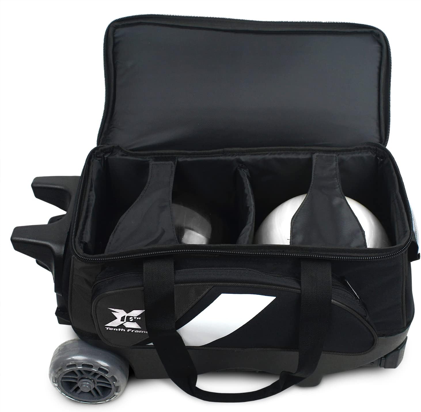 Tenth Frame Premium 2 ball Deluxe Roller Bowling Bag - Black/Black
