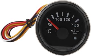Keenso Medidor de Temperatura del Aceite, DC 9‑32V 52 Mm Medidor de Temperatura del Aceite 50‑150 ℃ con Luz Trasera Colorida para Vehículos Recreativos, Yates, Barcos de Pesca (Esfera