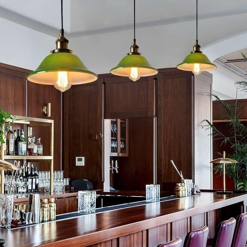 Suspension en verre vert pour supprimer les reflets du salon - 5