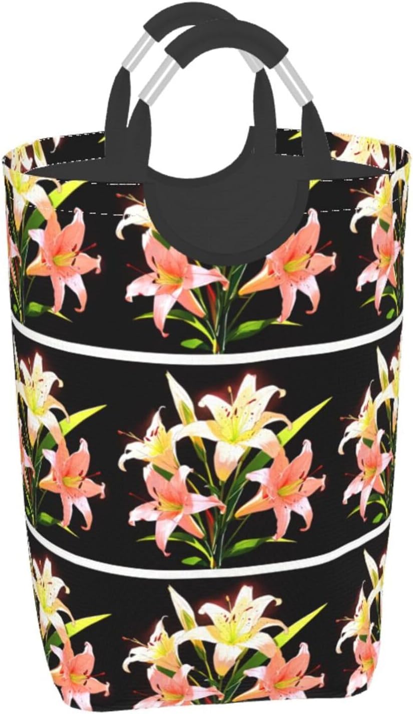 A bouquet of lilies in full bloom Foldable storage bag, 50L capacity, suitable for laundry room, dormitory bedroom, dirty clothes storage basket.
