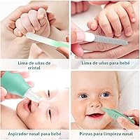 Vista 6 de Kit de aseo para bebé, juego de cuidado de seguridad para bebés con cepillo de pelo, peine, cortaúñas, aspirador nasal, kit de artículos esenciales