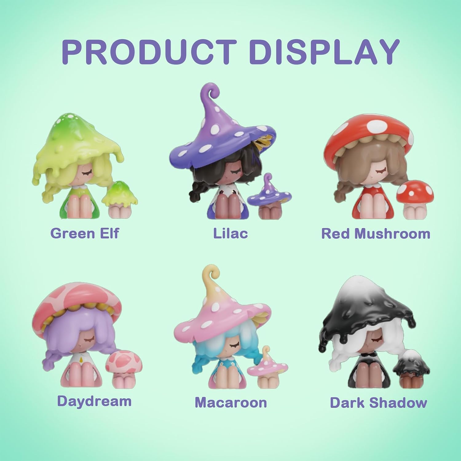 BEEMAI Moogutong Little Mushroom Girl Series 6-Box Set (Set of 6 No Repeat), Blind Box Cute Figures Collectible Birthday Gift