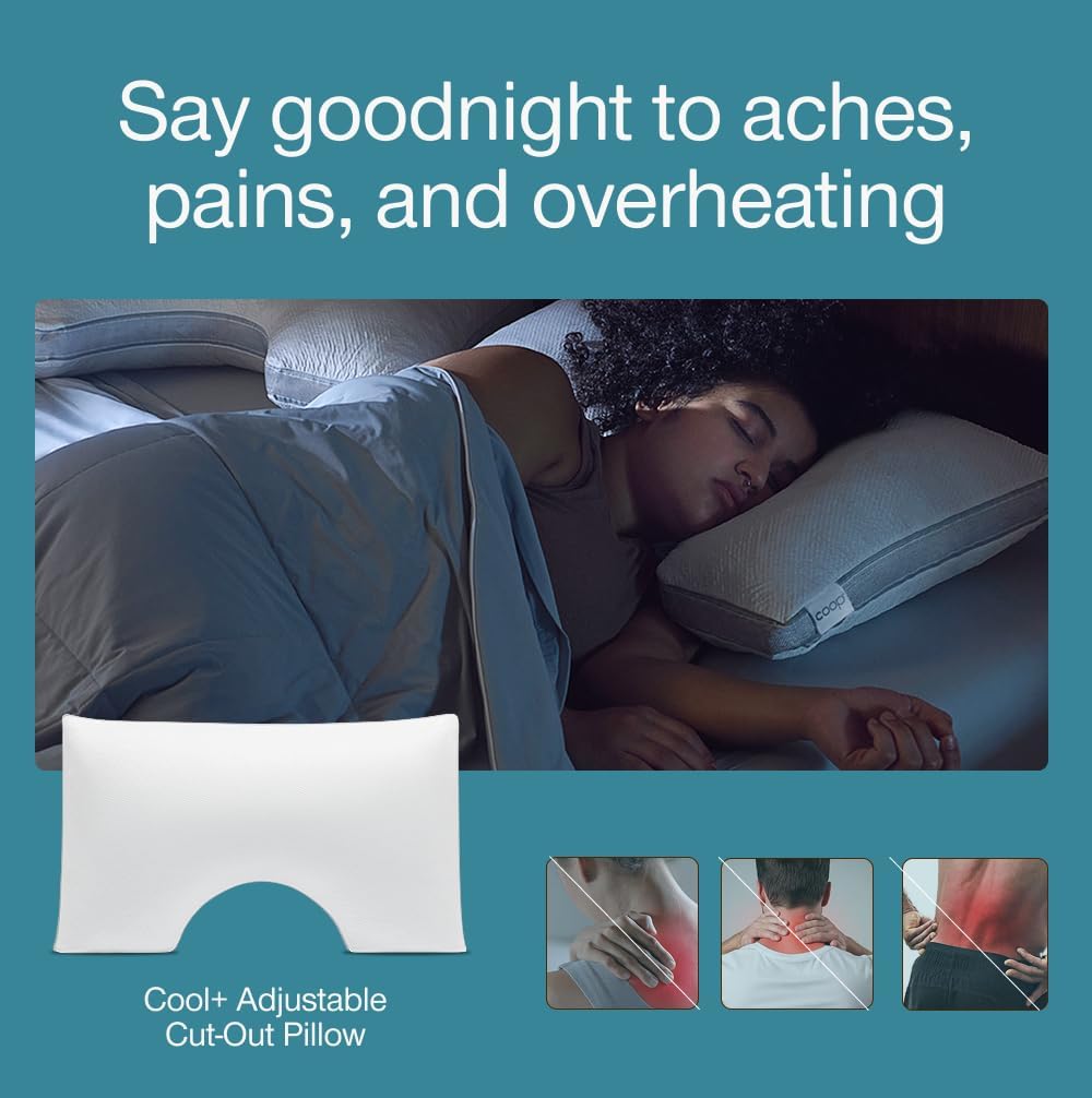 Coop Home Goods Cool+ Cut-Out Adjustable Pillow Queen with Cooling Gel & Shoulder Cut-Out for Head Support, Side Sleeper Pillow, Neck Support for Sleeping, CertiPUR-US/GREENGUARD Gold - Image 3