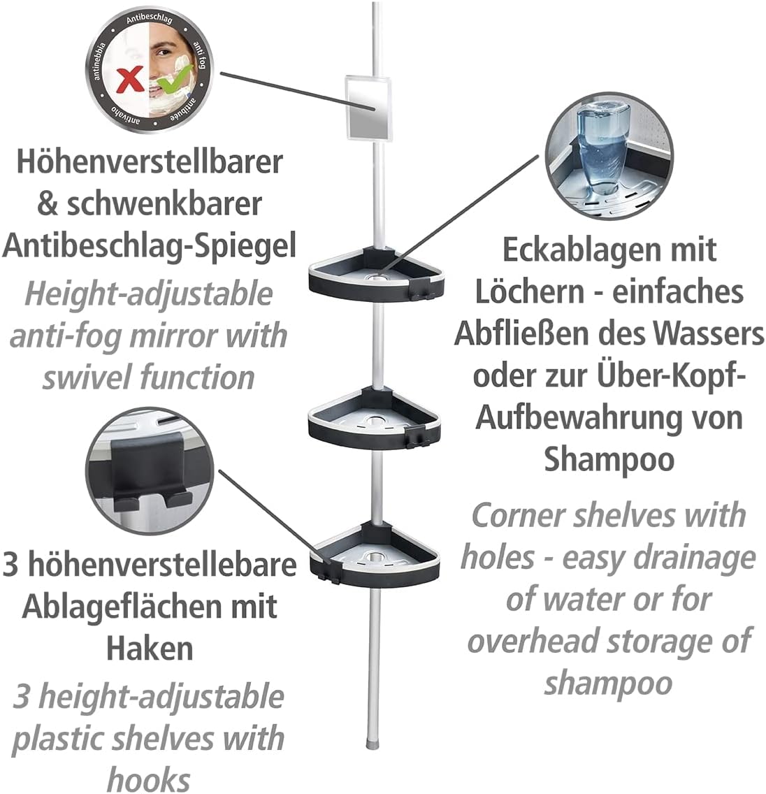 WENKO Tension Corner Shower Caddy